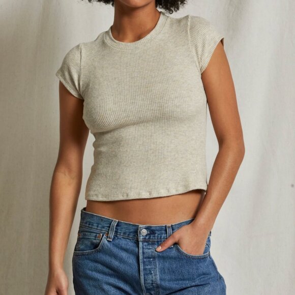 Perfect White Tee Monica Sweater Rib Baby Tee - Picture 1 of 8